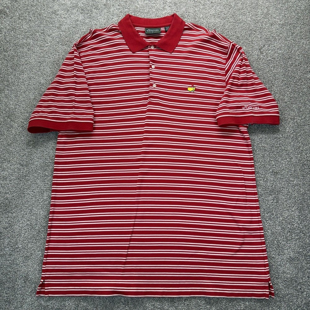 Masters Collection Shirt Polo Mens XL Red Stripe Pima Golf Augusta National